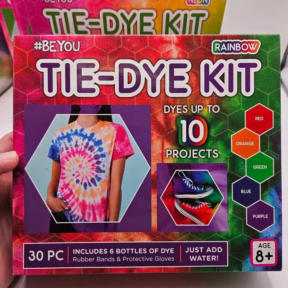 LOT OF 5 - 30 PIECES RAINBOW TIE DYE TSHIRT PROJECTS AGE 8+ NIB TOTAL 50 PROJECT